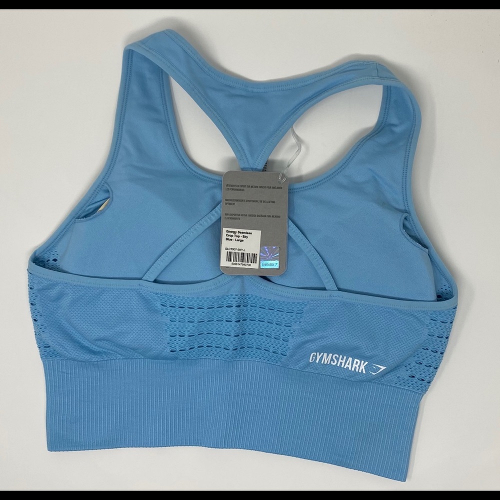 Energy Seamless Crop Top - Sky Blue - Large